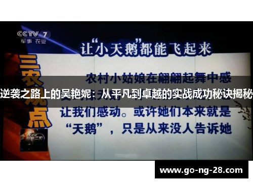 逆袭之路上的吴艳妮:从平凡到卓越的实战成功秘诀揭秘 逆袭之路上的吴艳妮:从平凡到卓越的实战成功秘诀揭秘